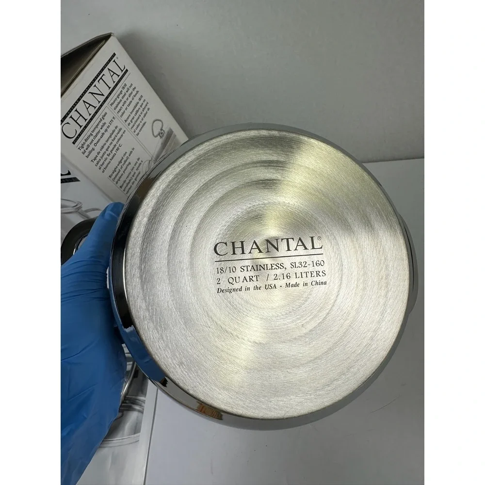 Chantal 2 Qt Stainless Steel Soup Pot SL32-160 w/ Glass Lid - New Other